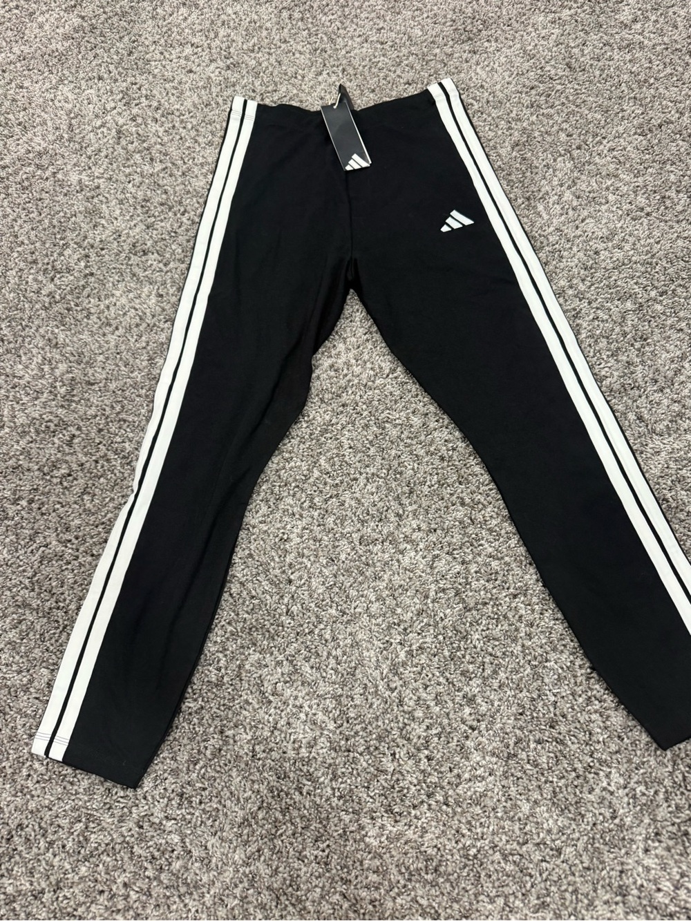adidas Black Leggings with White Side Stripes
